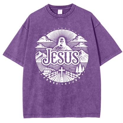 Jesus Mountain Snowflake Vintage Washed T-Shirt