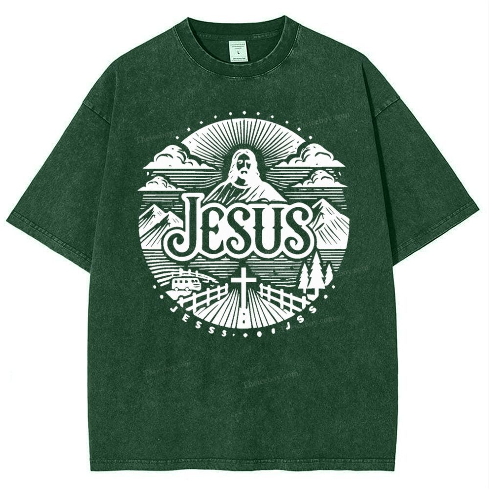 Jesus Mountain Snowflake Vintage Washed T-Shirt