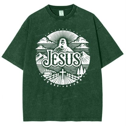 Jesus Mountain Snowflake Vintage Washed T-Shirt