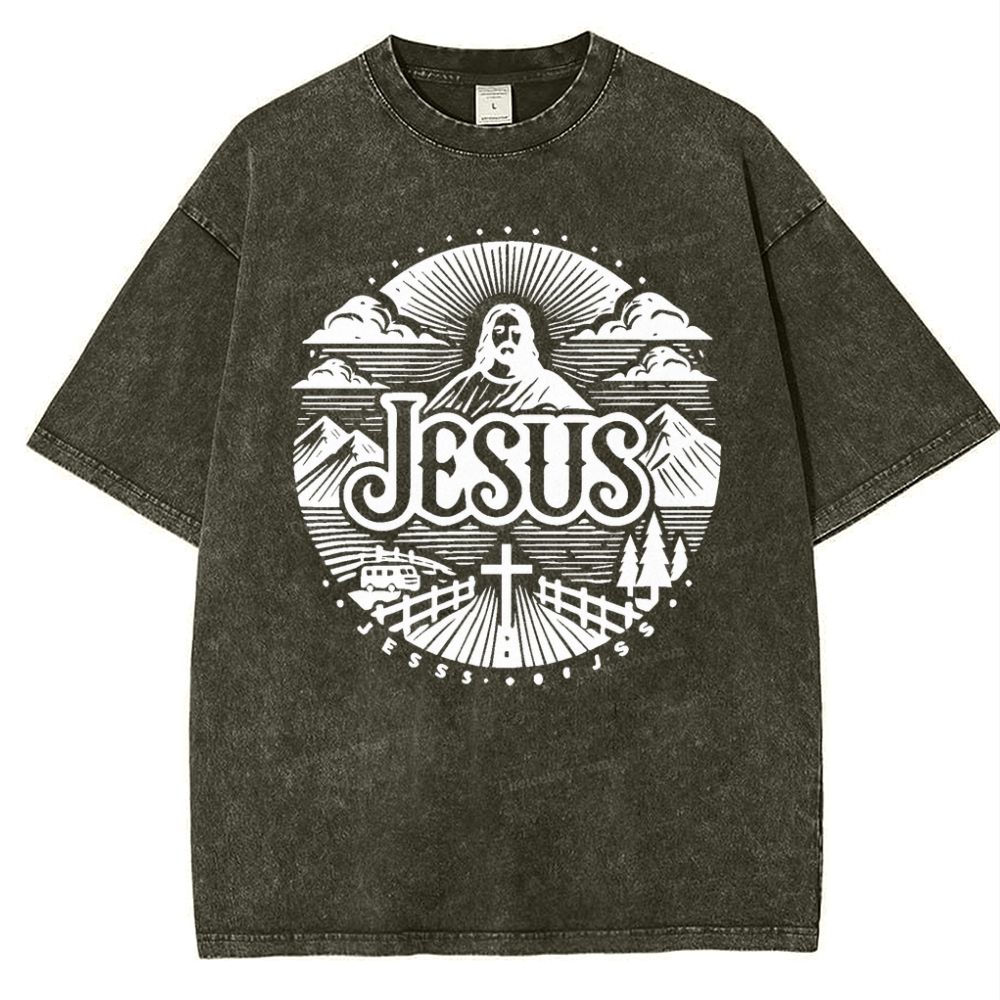 Jesus Mountain Snowflake Vintage Washed T-Shirt
