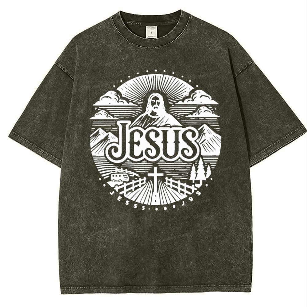 Jesus Mountain Snowflake Vintage Washed T-Shirt
