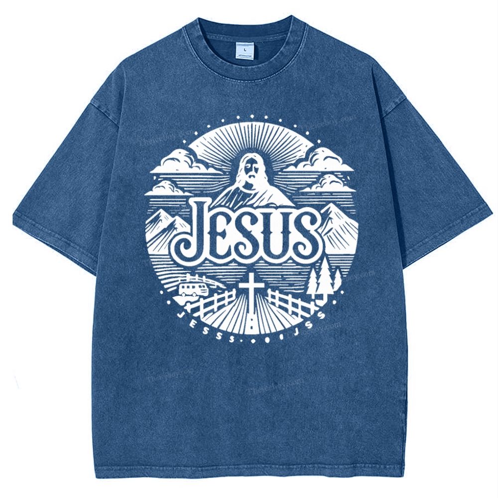 Jesus Mountain Snowflake Vintage Washed T-Shirt