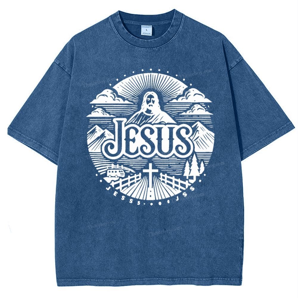 Jesus Mountain Snowflake Vintage Washed T-Shirt