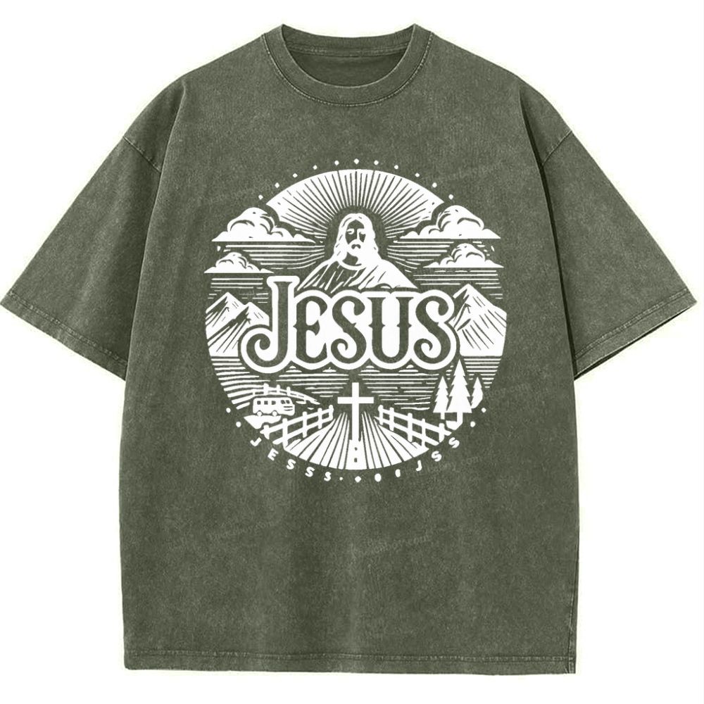 Jesus Mountain Snowflake Vintage Washed T-Shirt