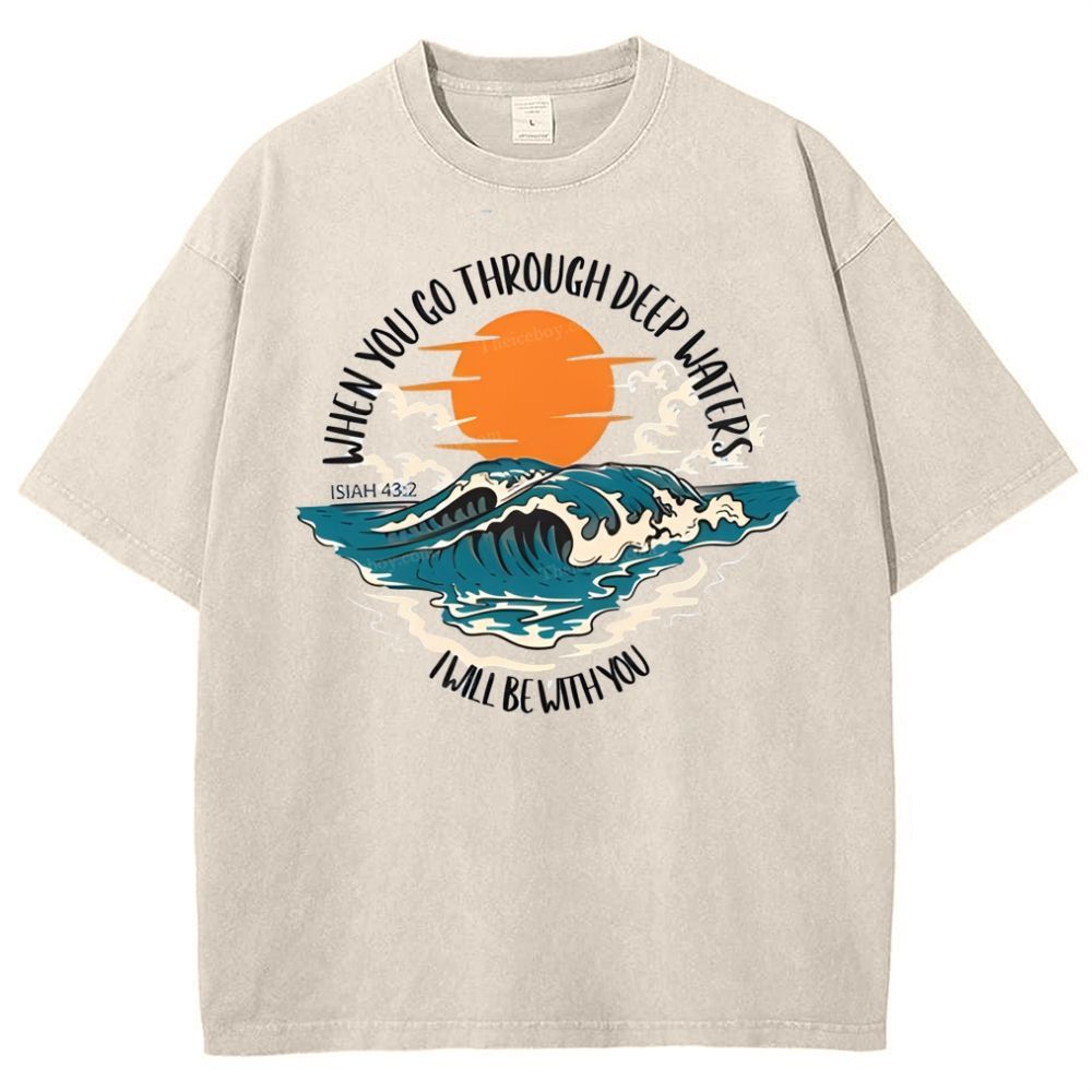 When You Go Though Deep Water Snowflake Vintage Washed T-Shirt