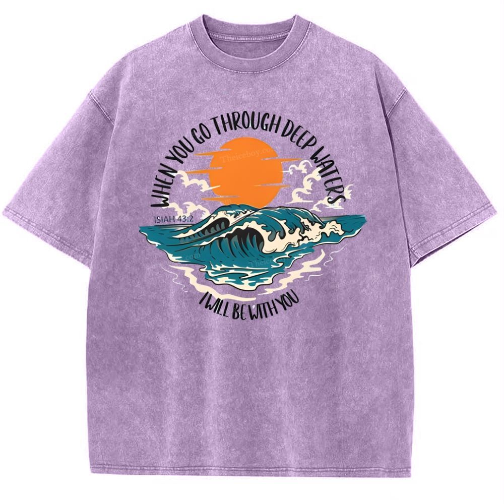 When You Go Though Deep Water Snowflake Vintage Washed T-Shirt