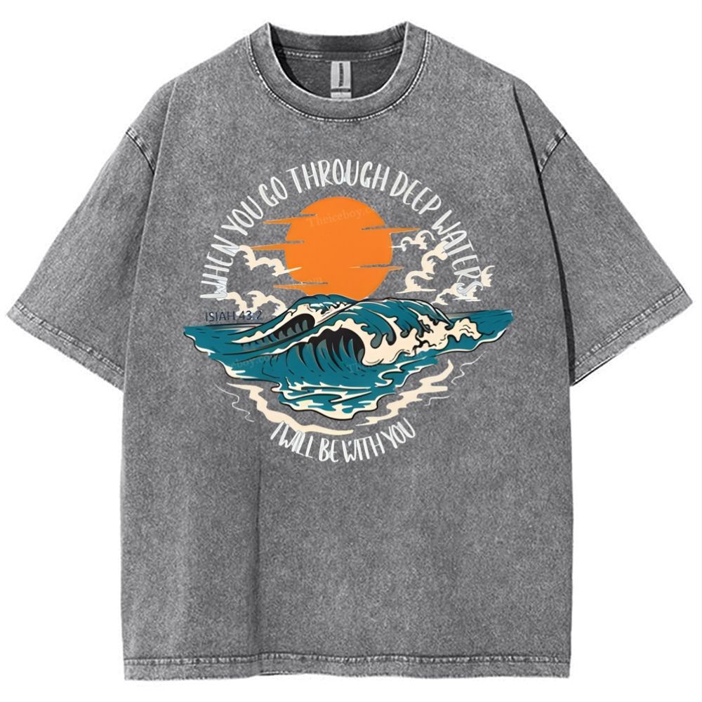 When You Go Though Deep Water Snowflake Vintage Washed T-Shirt