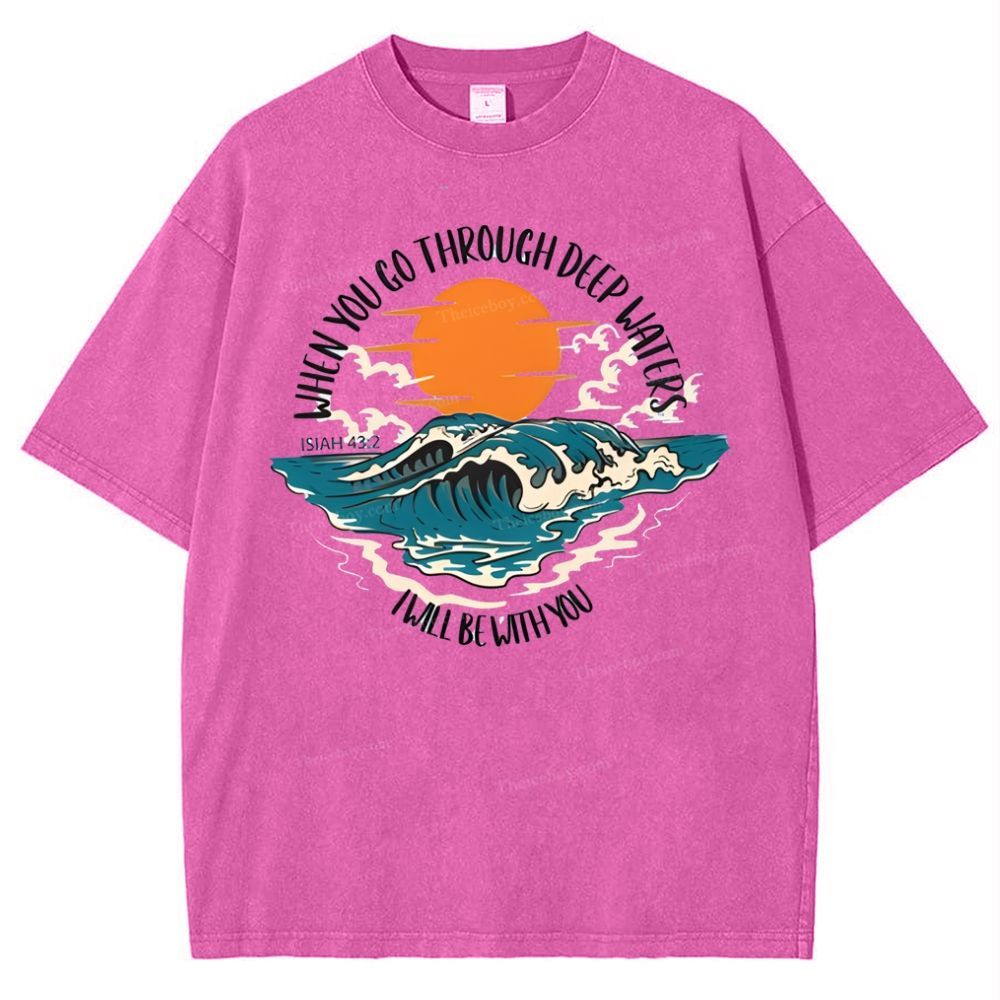 When You Go Though Deep Water Snowflake Vintage Washed T-Shirt