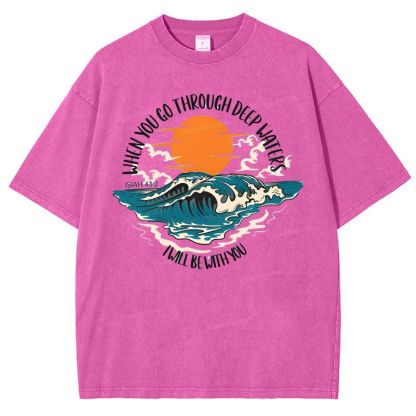 When You Go Though Deep Water Snowflake Vintage Washed T-Shirt