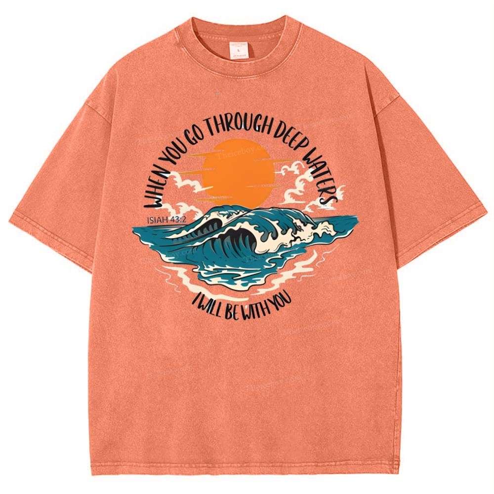 When You Go Though Deep Water Snowflake Vintage Washed T-Shirt