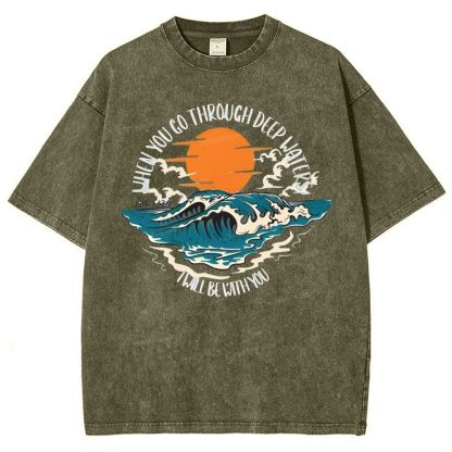 When You Go Though Deep Water Snowflake Vintage Washed T-Shirt