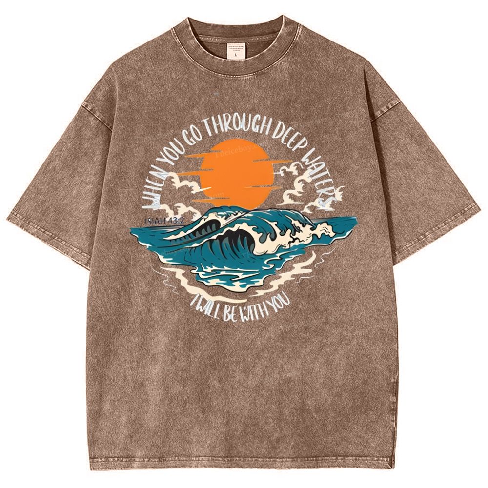 When You Go Though Deep Water Snowflake Vintage Washed T-Shirt