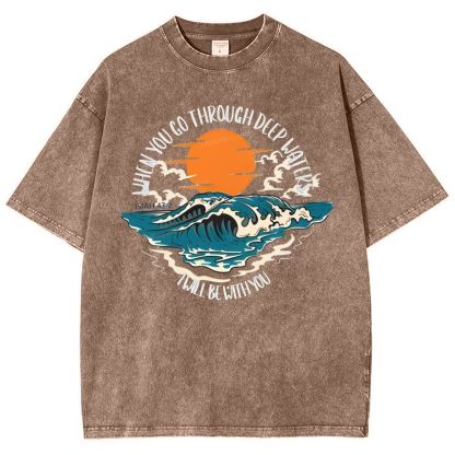 When You Go Though Deep Water Snowflake Vintage Washed T-Shirt