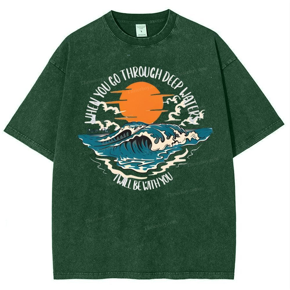 When You Go Though Deep Water Snowflake Vintage Washed T-Shirt