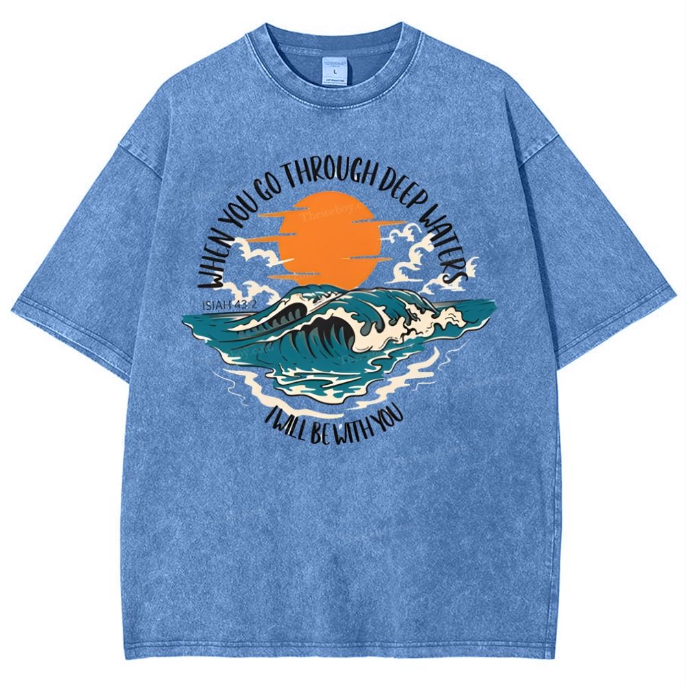 When You Go Though Deep Water Snowflake Vintage Washed T-Shirt