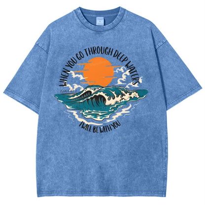 When You Go Though Deep Water Snowflake Vintage Washed T-Shirt