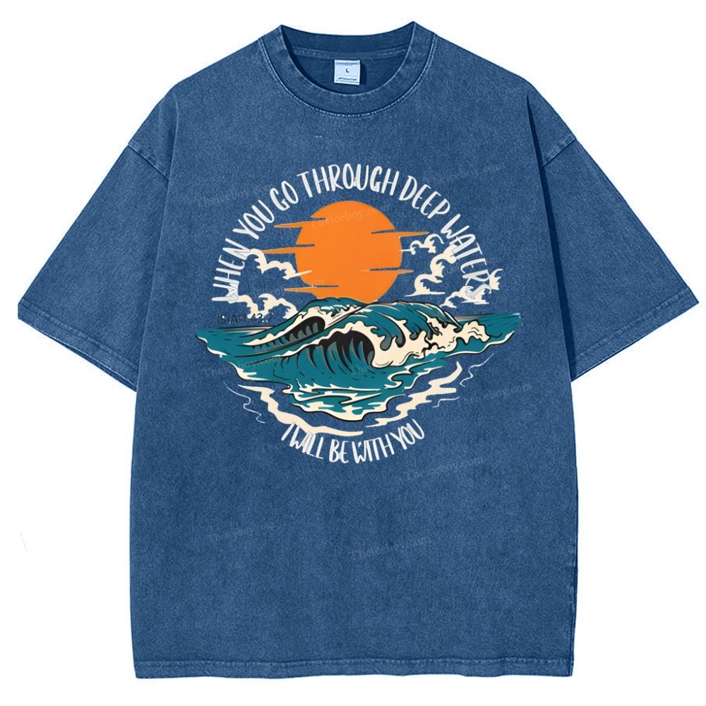 When You Go Though Deep Water Snowflake Vintage Washed T-Shirt