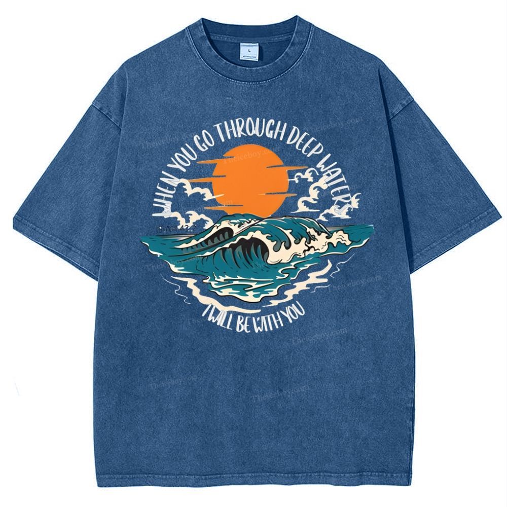 When You Go Though Deep Water Snowflake Vintage Washed T-Shirt