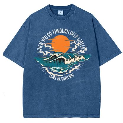 When You Go Though Deep Water Snowflake Vintage Washed T-Shirt