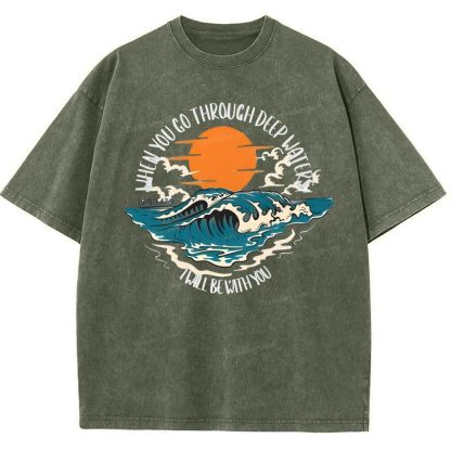 When You Go Though Deep Water Snowflake Vintage Washed T-Shirt