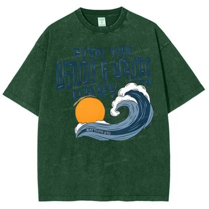 Even The Wind And Waves Snowflake Vintage Washed T-Shirt