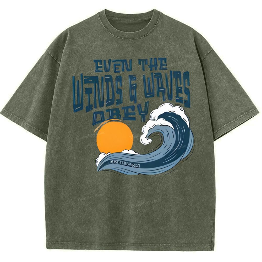 Even The Wind And Waves Snowflake Vintage Washed T-Shirt