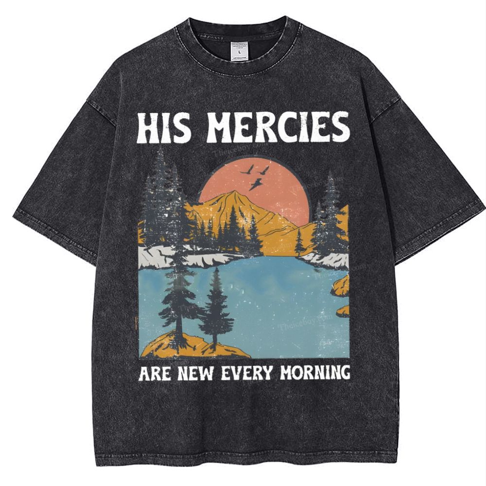 His Mercies Are New Every Morning Snowflake Vintage Washed T-Shirt