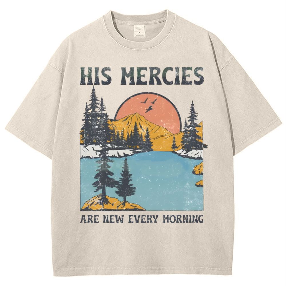 His Mercies Are New Every Morning Snowflake Vintage Washed T-Shirt