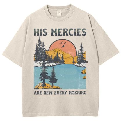 His Mercies Are New Every Morning Snowflake Vintage Washed T-Shirt