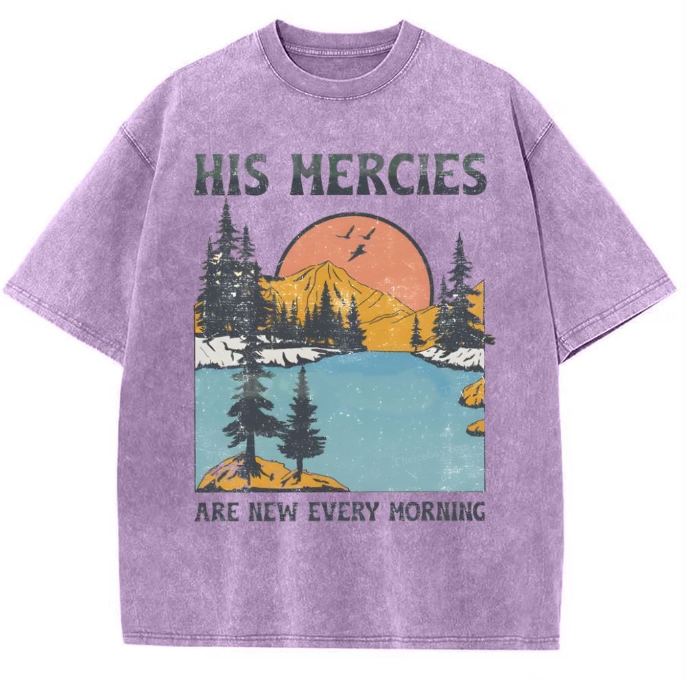 His Mercies Are New Every Morning Snowflake Vintage Washed T-Shirt