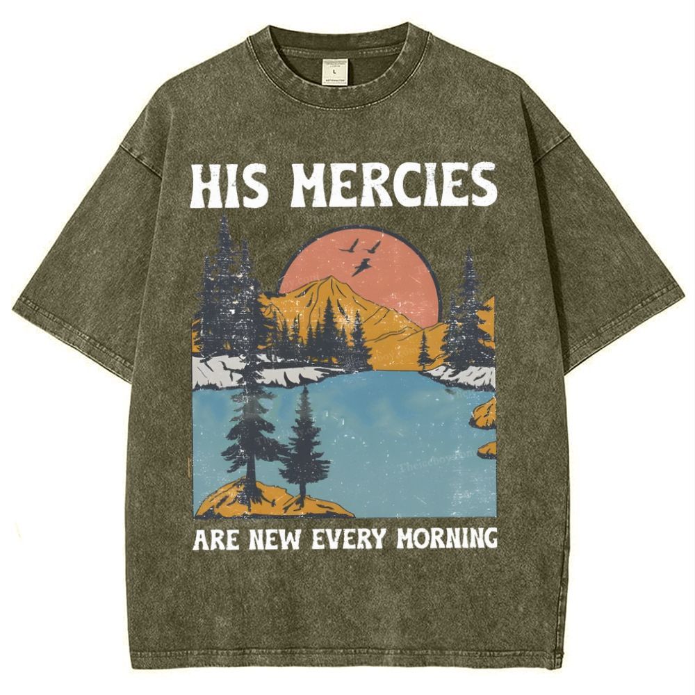 His Mercies Are New Every Morning Snowflake Vintage Washed T-Shirt