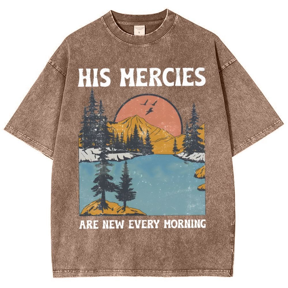 His Mercies Are New Every Morning Snowflake Vintage Washed T-Shirt