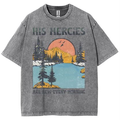 His Mercies Are New Every Morning Snowflake Vintage Washed T-Shirt