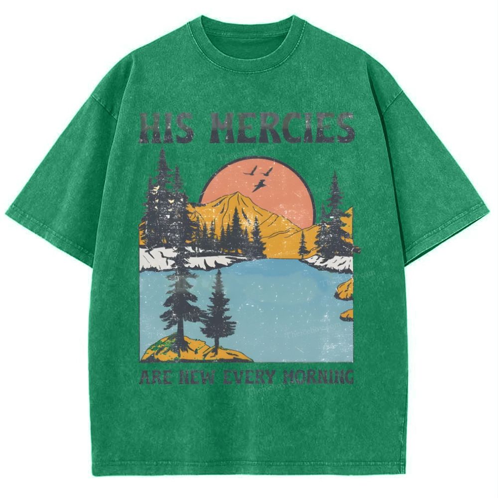 His Mercies Are New Every Morning Snowflake Vintage Washed T-Shirt