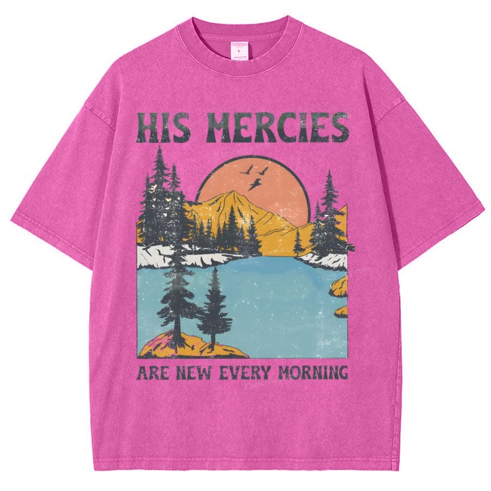 His Mercies Are New Every Morning Snowflake Vintage Washed T-Shirt