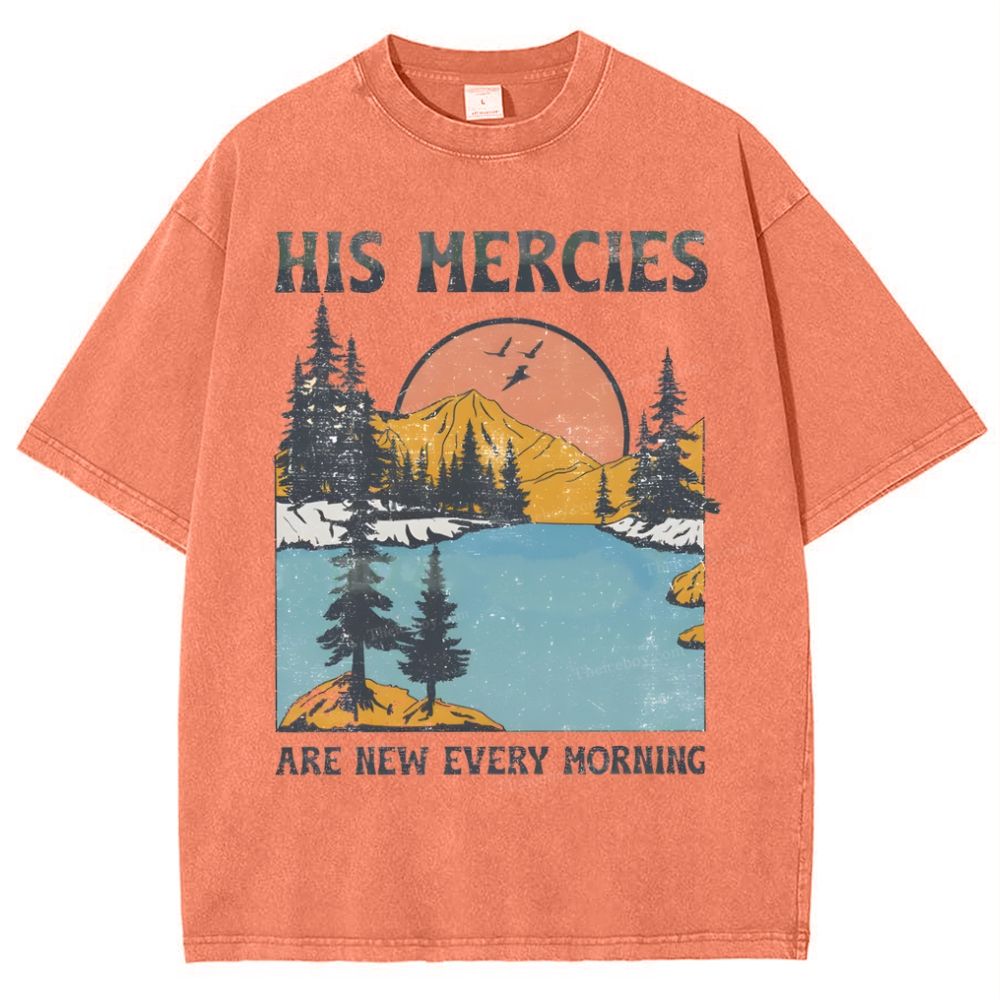 His Mercies Are New Every Morning Snowflake Vintage Washed T-Shirt
