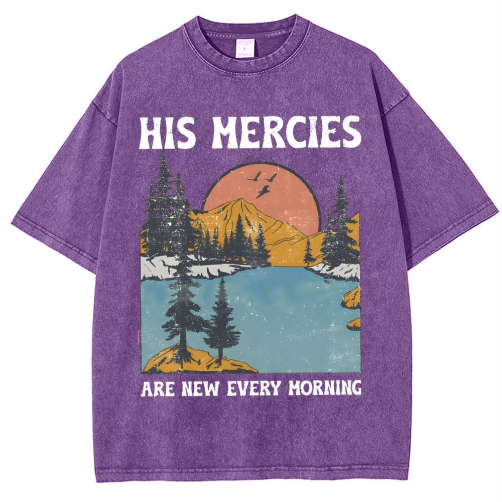 His Mercies Are New Every Morning Snowflake Vintage Washed T-Shirt