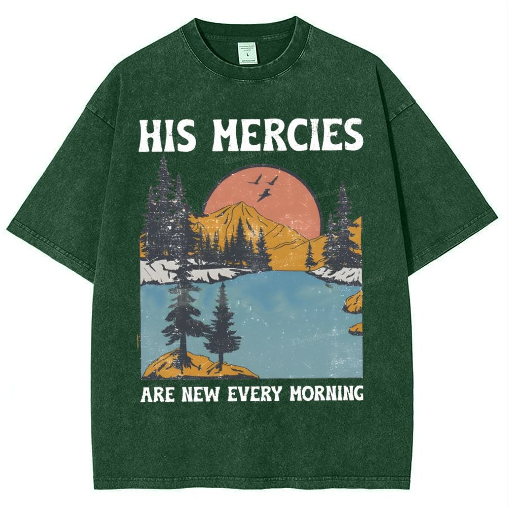 His Mercies Are New Every Morning Snowflake Vintage Washed T-Shirt
