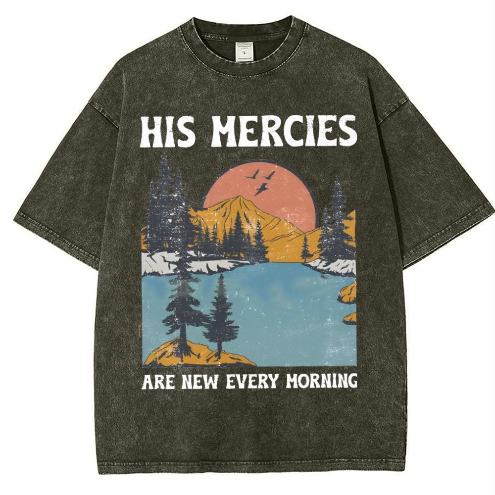 His Mercies Are New Every Morning Snowflake Vintage Washed T-Shirt