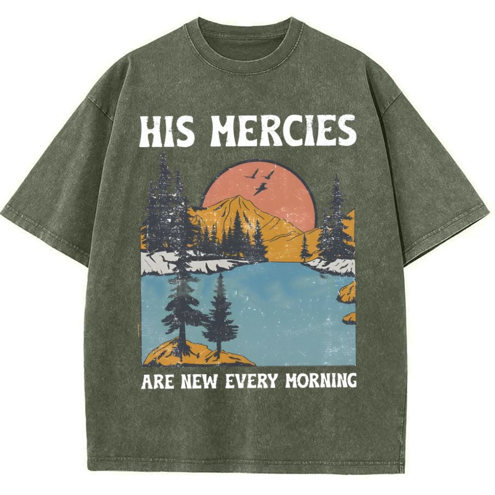 His Mercies Are New Every Morning Snowflake Vintage Washed T-Shirt