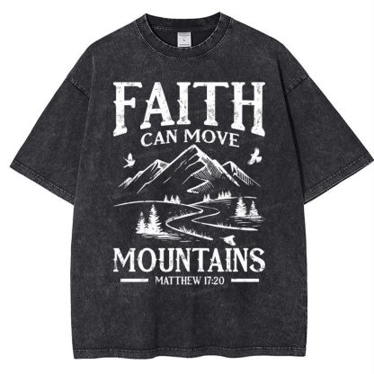 Faith Can Move Mountains Snowflake Vintage Washed T-Shirt