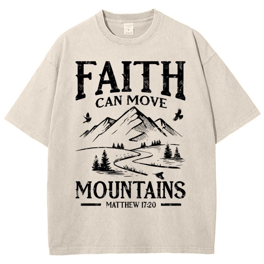 Faith Can Move Mountains Snowflake Vintage Washed T-Shirt