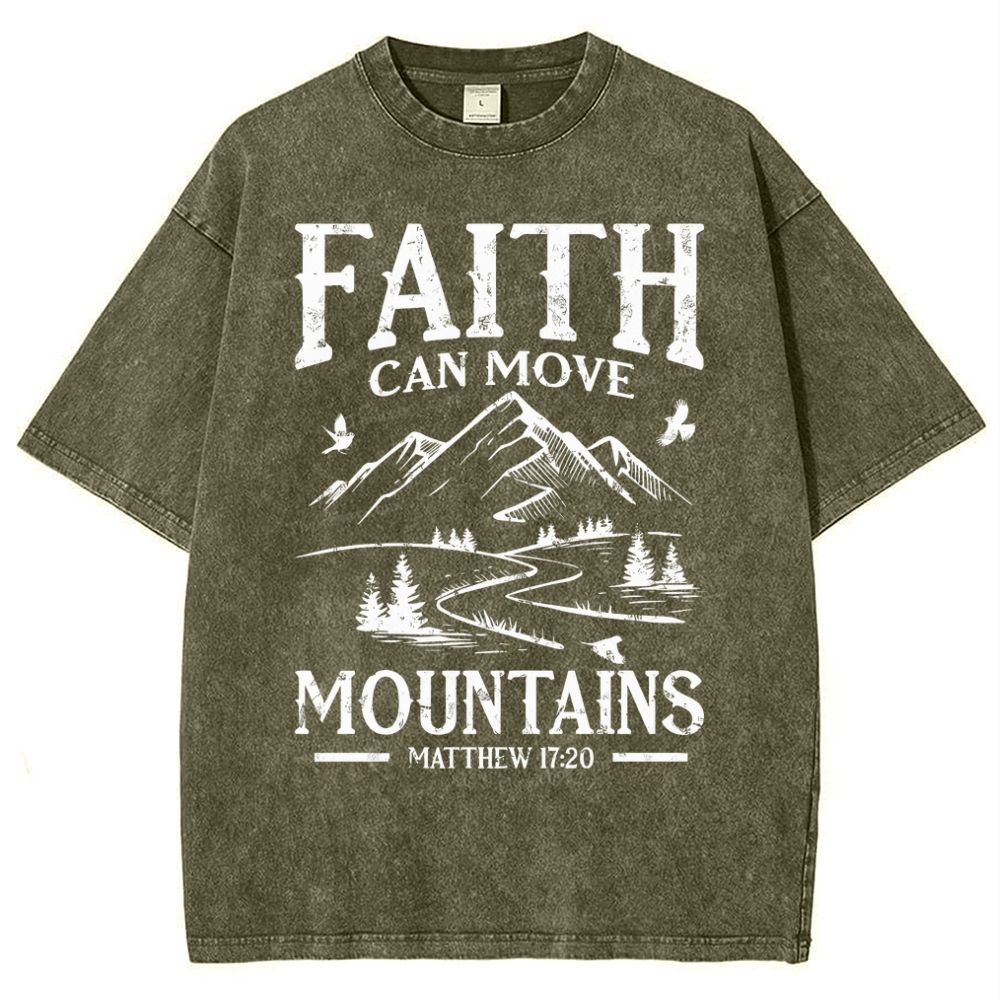 Faith Can Move Mountains Snowflake Vintage Washed T-Shirt