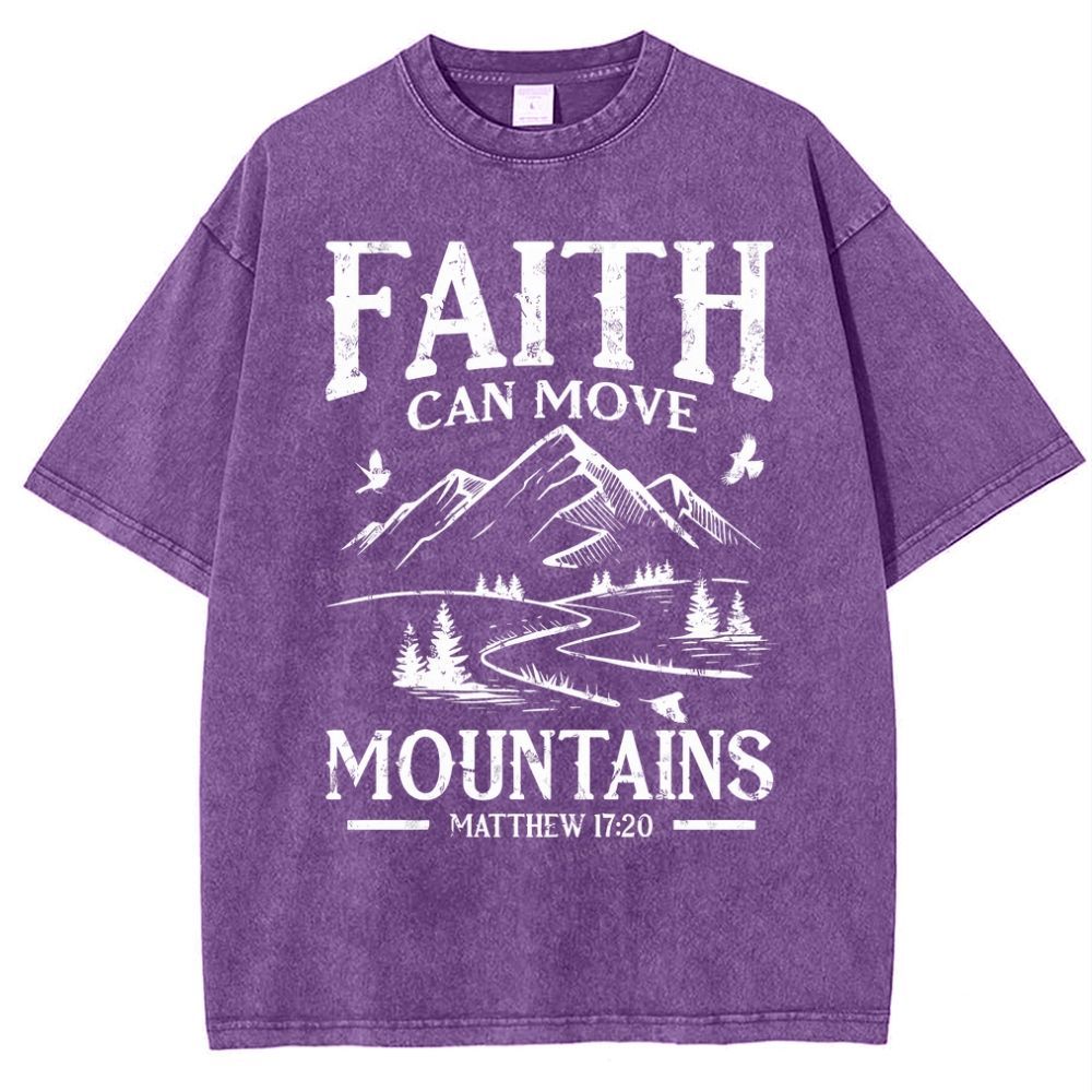 Faith Can Move Mountains Snowflake Vintage Washed T-Shirt