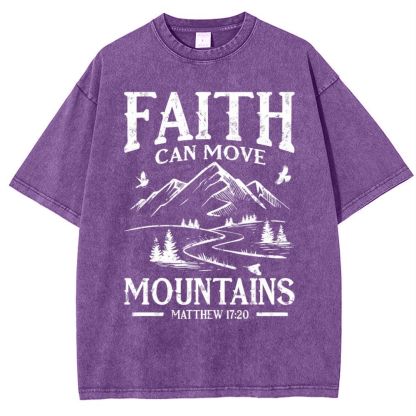 Faith Can Move Mountains Snowflake Vintage Washed T-Shirt
