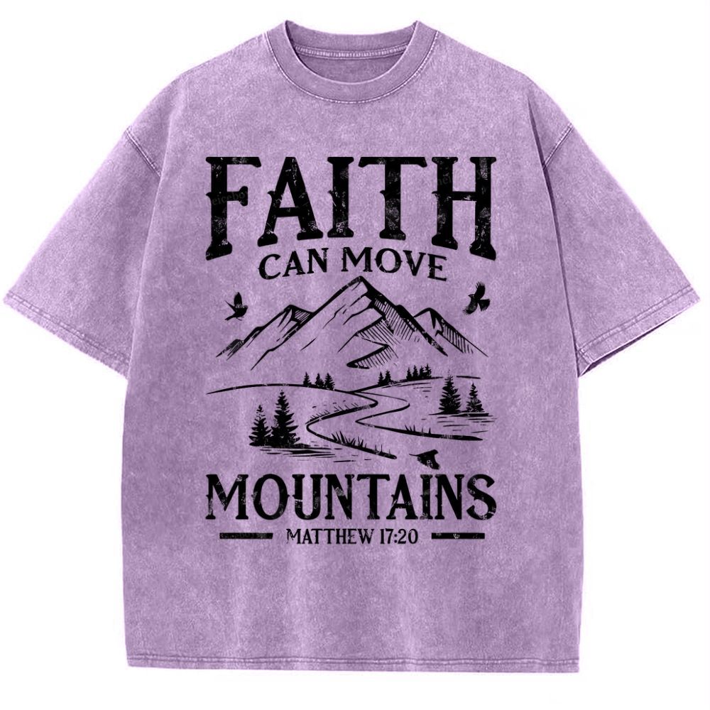 Faith Can Move Mountains Snowflake Vintage Washed T-Shirt