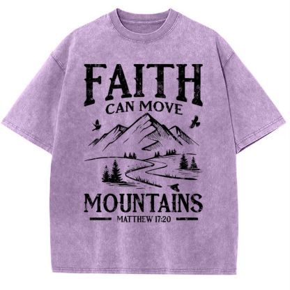 Faith Can Move Mountains Snowflake Vintage Washed T-Shirt