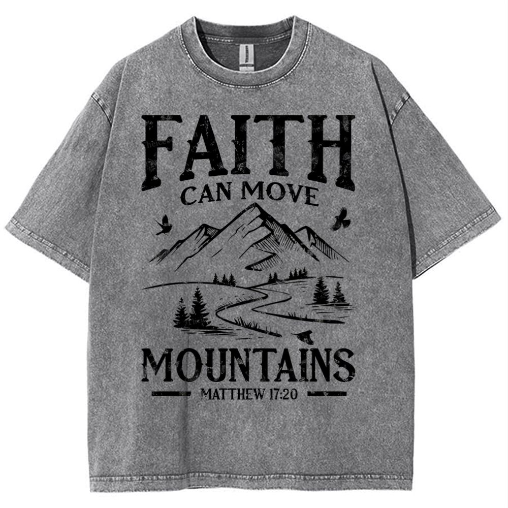 Faith Can Move Mountains Snowflake Vintage Washed T-Shirt