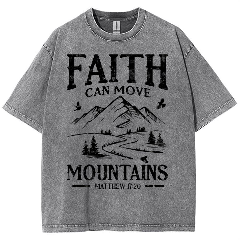 Faith Can Move Mountains Snowflake Vintage Washed T-Shirt