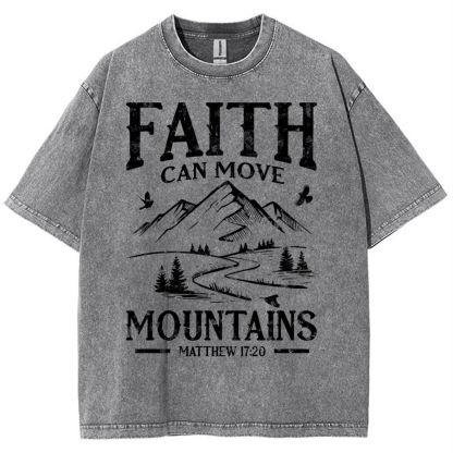Faith Can Move Mountains Snowflake Vintage Washed T-Shirt